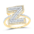 10K Yellow Gold Diamond Fashion Initial "Z" Women's Ring 5/8 Cttw - Splendid Jewellery