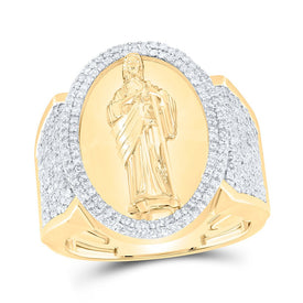 10K Yellow Gold Diamond Fashion Jude Men's Ring 1 1/5 Cttw - Splendid Jewellery