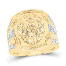 Load image into Gallery viewer, 10K Yellow Gold Diamond Fashion Lion Face Men's Ring 3/4 Cttw - Splendid Jewellery