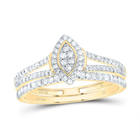 10K Yellow Gold Diamond Fashion Marquise Bridal Set 1/3 Cttw - Splendid Jewellery