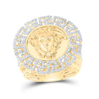 10K Yellow Gold Diamond Fashion Medusa Women's Ring 7/8 Cttw - Splendid Jewellery