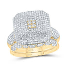 10K Yellow Gold Diamond Fashion Octagon Bridal Set 1 1/2 Cttw - Splendid Jewellery