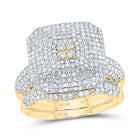 10K Yellow Gold Diamond Fashion Octagon Bridal Set 1 1/2 Cttw - Splendid Jewellery