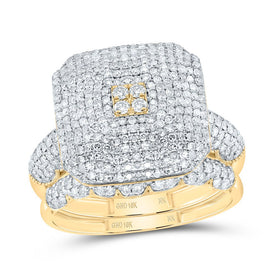 10K Yellow Gold Diamond Fashion Octagon Bridal Set 1 1/2 Cttw - Splendid Jewellery