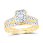 10K Yellow Gold Diamond Fashion Octagon Bridal Set 1/2 Cttw - Splendid Jewellery