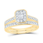10K Yellow Gold Diamond Fashion Octagon Bridal Set 1/2 Cttw - Splendid Jewellery