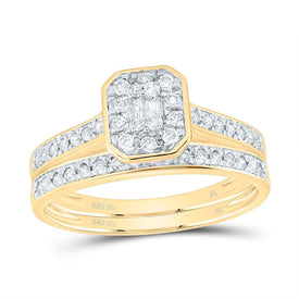 10K Yellow Gold Diamond Fashion Octagon Bridal Set 1/2 Cttw - Splendid Jewellery