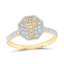 Load image into Gallery viewer, 10K Yellow Gold Diamond Fashion Octagon Cross Ring 1/6 Cttw - Splendid Jewellery