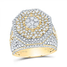 10K Yellow Gold Diamond Fashion Octagon Men's Ring 4 Cttw - Splendid Jewellery