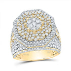 10K Yellow Gold Diamond Fashion Octagon Men's Ring 4 Cttw - Splendid Jewellery