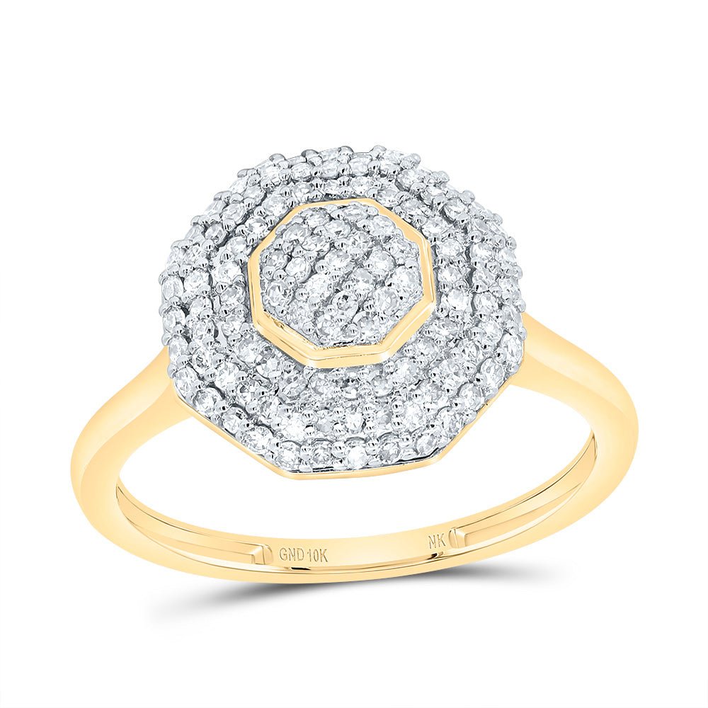 10K Yellow Gold Diamond Fashion Octagon Ring 1/2 Cttw - Splendid Jewellery