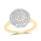 10K Yellow Gold Diamond Fashion Octagon Ring 1/2 Cttw - Splendid Jewellery