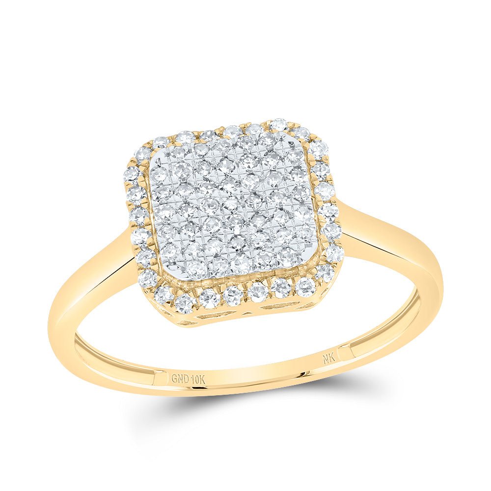 10K Yellow Gold Diamond Fashion Octagon Ring 3/8 Cttw - Splendid Jewellery