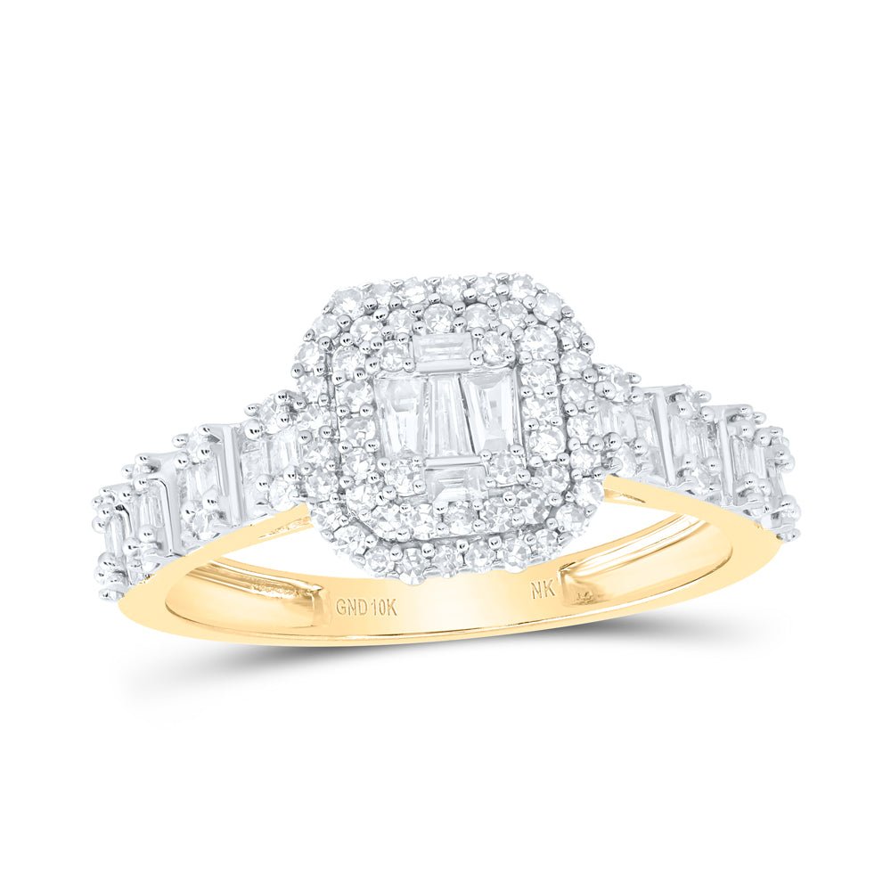 10K Yellow Gold Diamond Fashion Octagon Women's Ring 5/8 Cttw - Splendid Jewellery
