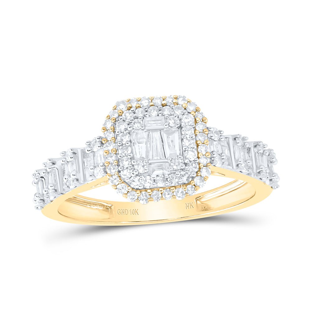 10K Yellow Gold Diamond Fashion Octagon Women's Ring 5/8 Cttw - Splendid Jewellery