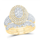 10K Yellow Gold Diamond Fashion Oval Bridal Set 1 1/4 Cttw - Splendid Jewellery