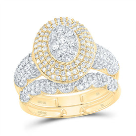 10K Yellow Gold Diamond Fashion Oval Bridal Set 1 1/4 Cttw - Splendid Jewellery