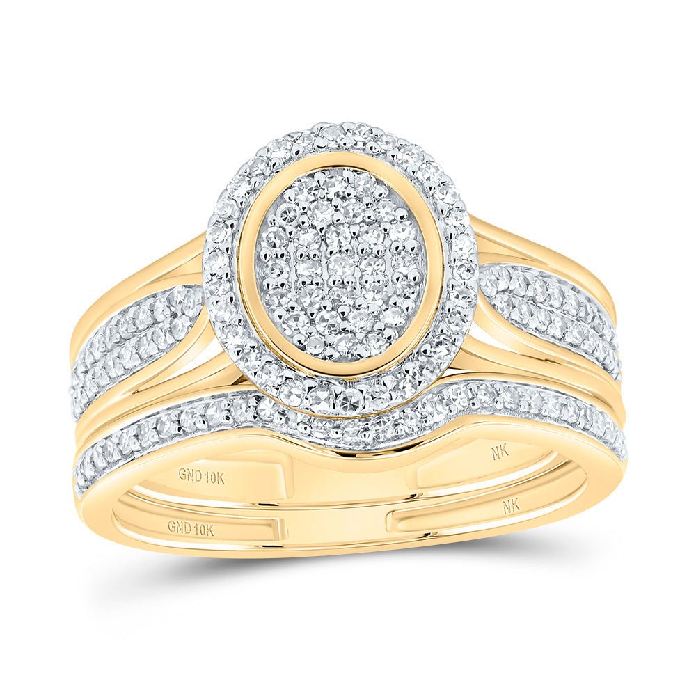 10K Yellow Gold Diamond Fashion Oval Bridal Set 1/2 Cttw - Splendid Jewellery