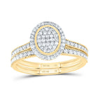 10K Yellow Gold Diamond Fashion Oval Bridal Set 1/2 Cttw - Splendid Jewellery