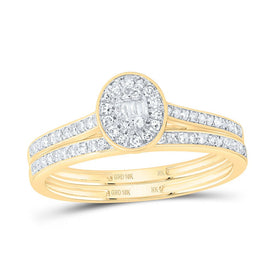 10K Yellow Gold Diamond Fashion Oval Bridal Set 1/3 Cttw - Splendid Jewellery