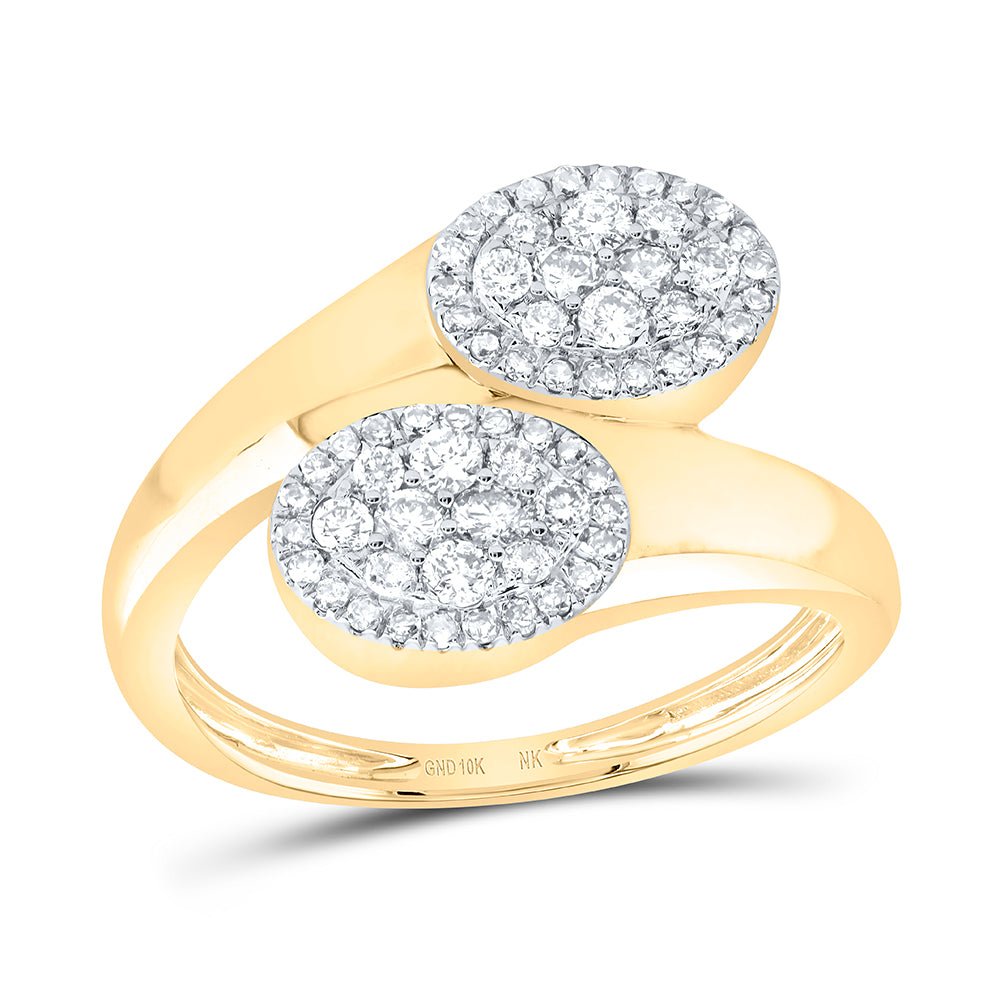 10K Yellow Gold Diamond Fashion Oval Ring 1/2 Cttw - Splendid Jewellery