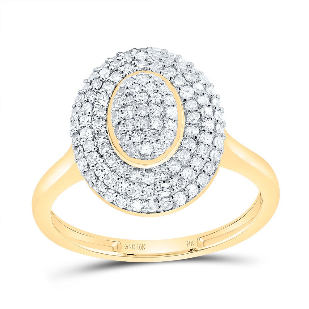 10K Yellow Gold Diamond Fashion Oval Ring 1/2 Cttw - Splendid Jewellery