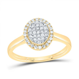 10K Yellow Gold Diamond Fashion Oval Ring 1/4 Cttw - Splendid Jewellery