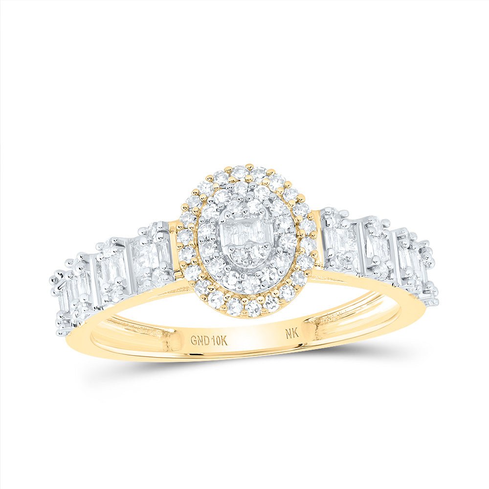 10K Yellow Gold Diamond Fashion Oval Women's Ring 1/2 Cttw - Splendid Jewellery