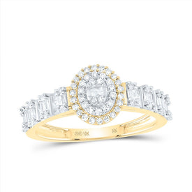 10K Yellow Gold Diamond Fashion Oval Women's Ring 1/2 Cttw - Splendid Jewellery