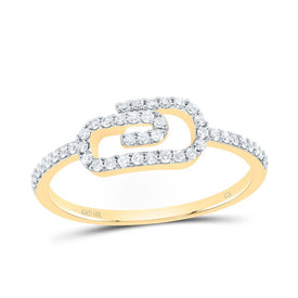 10K Yellow Gold Diamond Fashion Paper Clip Ring 1/5 Cttw - Splendid Jewellery