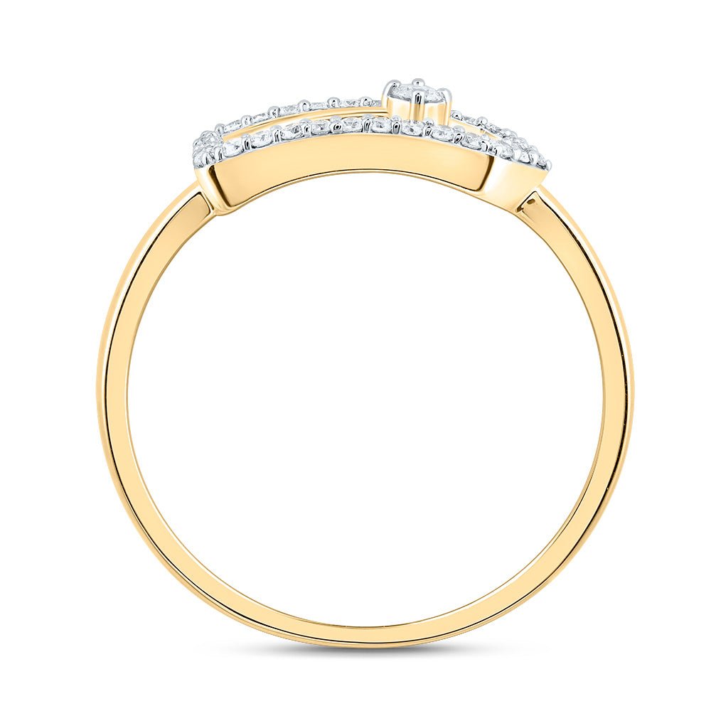 10K Yellow Gold Diamond Fashion Paper Clip Ring 1/6 Cttw - Splendid Jewellery