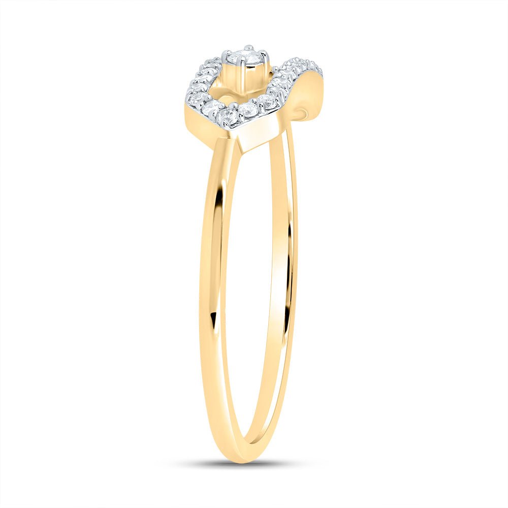 10K Yellow Gold Diamond Fashion Paper Clip Ring 1/6 Cttw - Splendid Jewellery