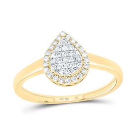 10K Yellow Gold Diamond Fashion Pear Ring 1/5 Cttw - Splendid Jewellery