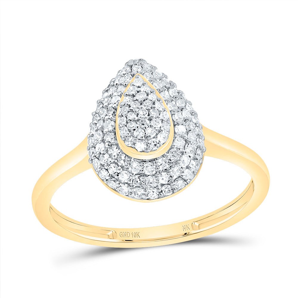 10K Yellow Gold Diamond Fashion Pear Ring 3/8 Cttw - Splendid Jewellery
