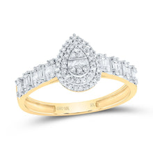 Load image into Gallery viewer, 10K Yellow Gold Diamond Fashion Pear Women's Ring 1/2 Cttw - Splendid Jewellery