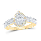 10K Yellow Gold Diamond Fashion Pear Women's Ring 1/2 Cttw - Splendid Jewellery