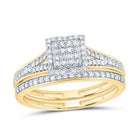10K Yellow Gold Diamond Fashion Square Bridal Set 3/8 Cttw - Splendid Jewellery