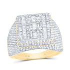 10K Yellow Gold Diamond Fashion Square Men's Ring 2 1/2 Cttw - Splendid Jewellery