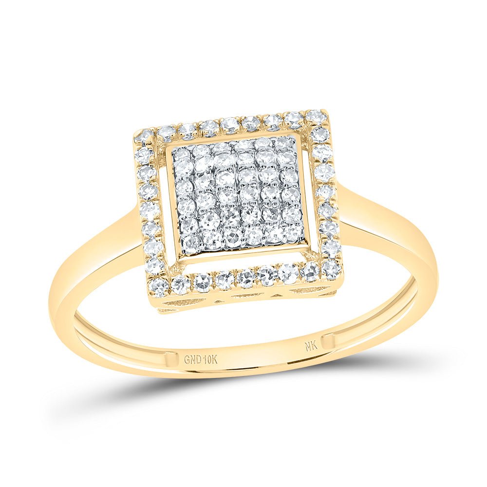 10K Yellow Gold Diamond Fashion Square Ring 1/4 Cttw - Splendid Jewellery