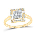 10K Yellow Gold Diamond Fashion Square Ring 1/4 Cttw - Splendid Jewellery