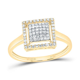10K Yellow Gold Diamond Fashion Square Ring 1/4 Cttw - Splendid Jewellery