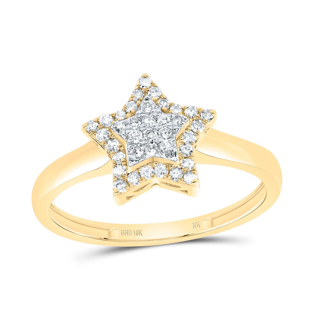 10K Yellow Gold Diamond Fashion Star Ring 1/5 Cttw - Splendid Jewellery