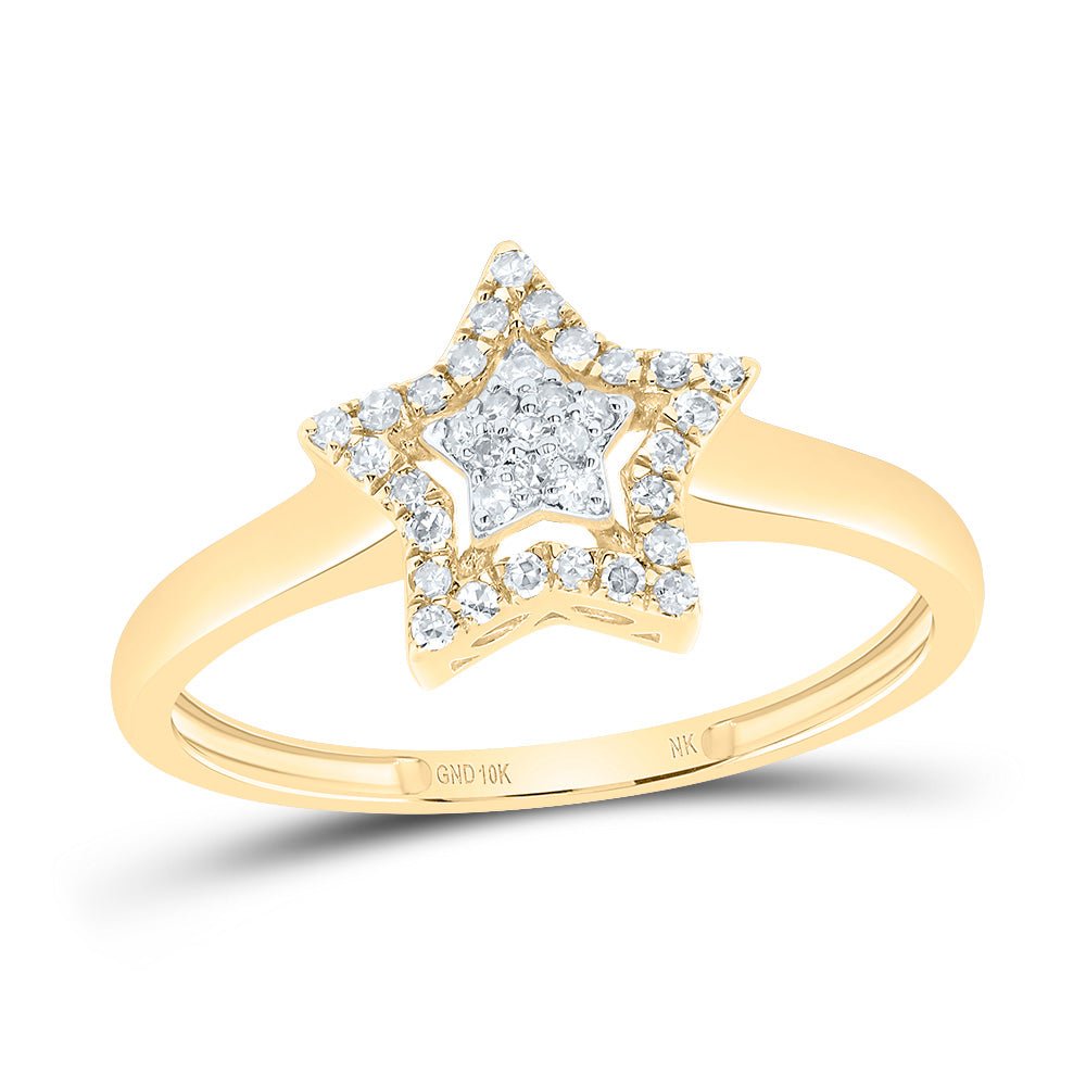 10K Yellow Gold Diamond Fashion Star Ring 1/8 Cttw - Splendid Jewellery