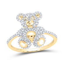 Load image into Gallery viewer, 10K Yellow Gold Diamond Fashion Teddy Bear Women's Ring 1/2 Cttw - Splendid Jewellery