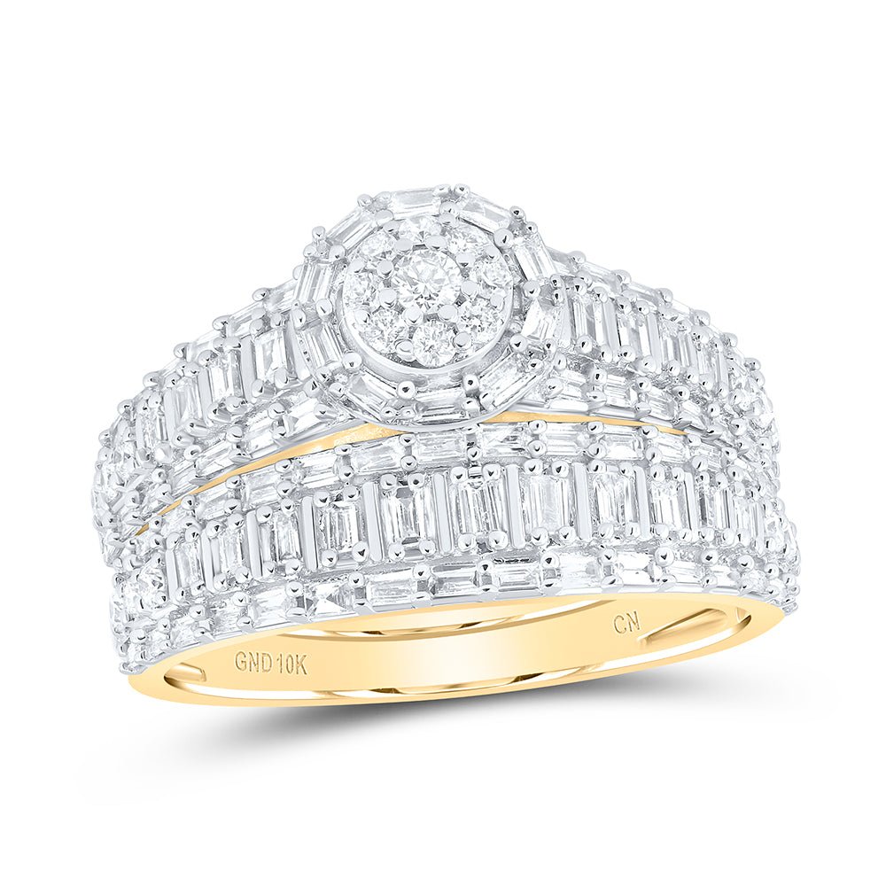 10K Yellow Gold Diamond Fashion Trio Ring Set 1 3/8 Cttw - Splendid Jewellery