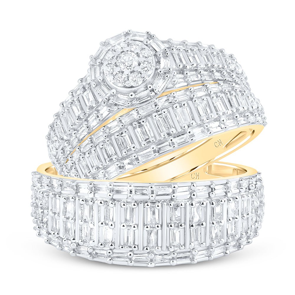 10K Yellow Gold Diamond Fashion Trio Ring Set 1 3/8 Cttw - Splendid Jewellery