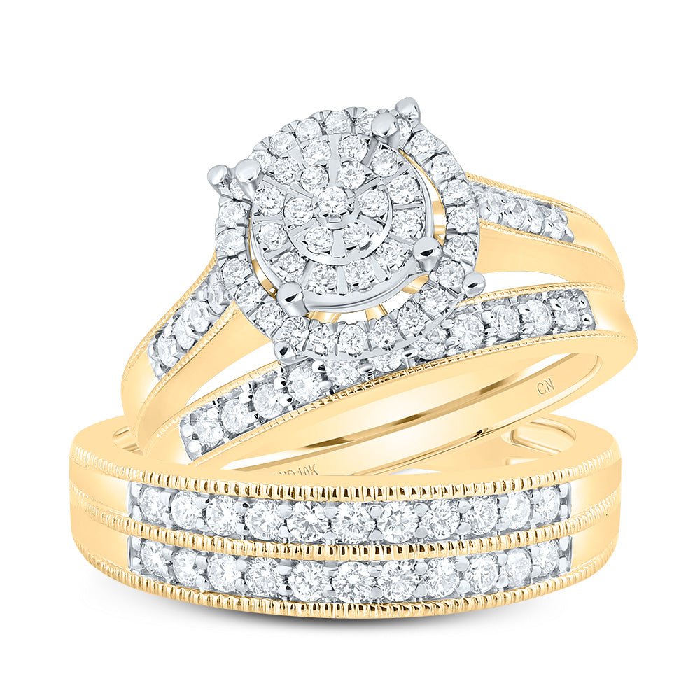 10K Yellow Gold Diamond Fashion Trio Ring Set 1 Cttw - Splendid Jewellery