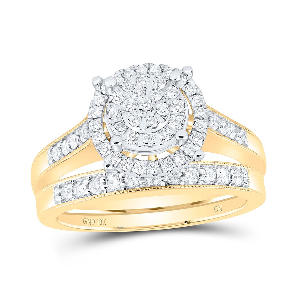 10K Yellow Gold Diamond Fashion Trio Ring Set 1 Cttw - Splendid Jewellery