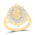 10K Yellow Gold Diamond Fashion Virgin Mother Mary Women's Ring 3/8 Cttw - Splendid Jewellery