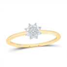 10K Yellow Gold Diamond Flower Fashion Women's Ring 1/10 Cttw - Splendid Jewellery